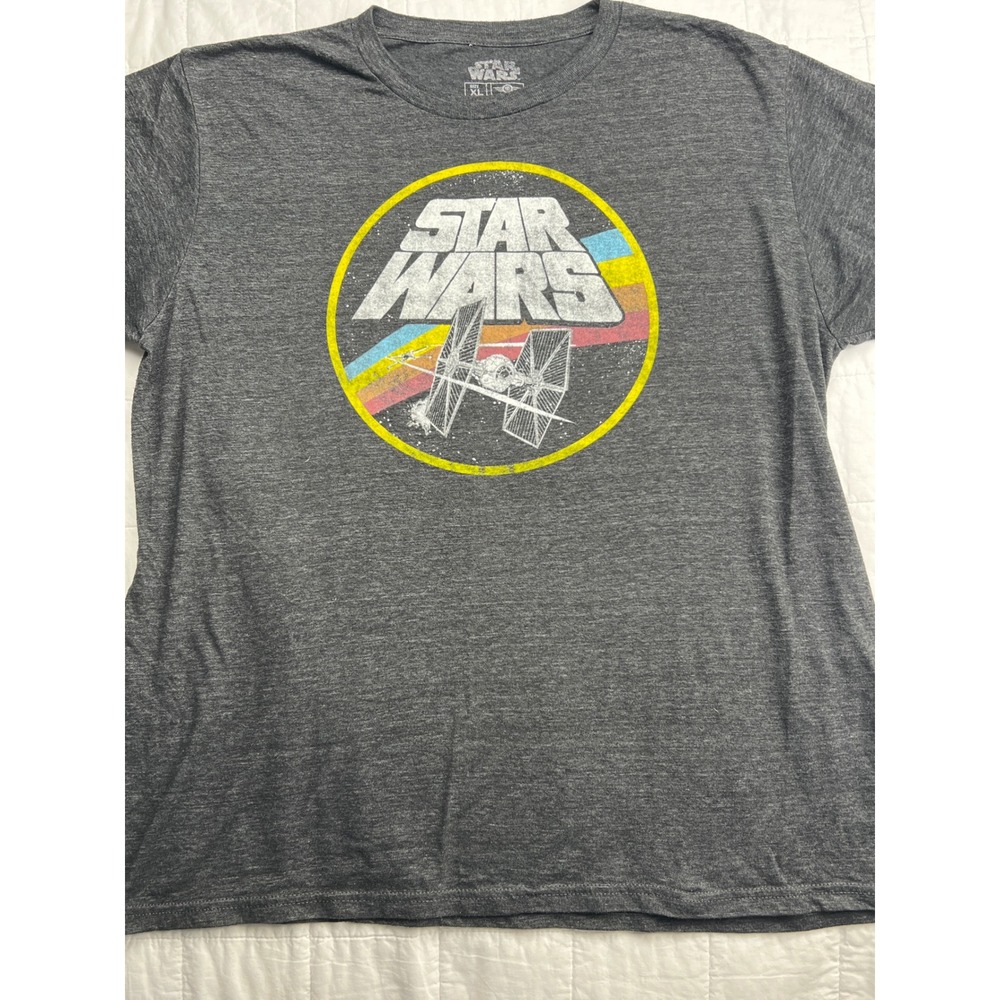 Mens Star Wars Graphic T Shirt XL‎ Gray Tie Fighter Retro Style